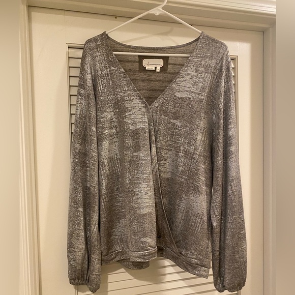 Metallic Silver Anthropologie Blouse - Picture 1 of 3